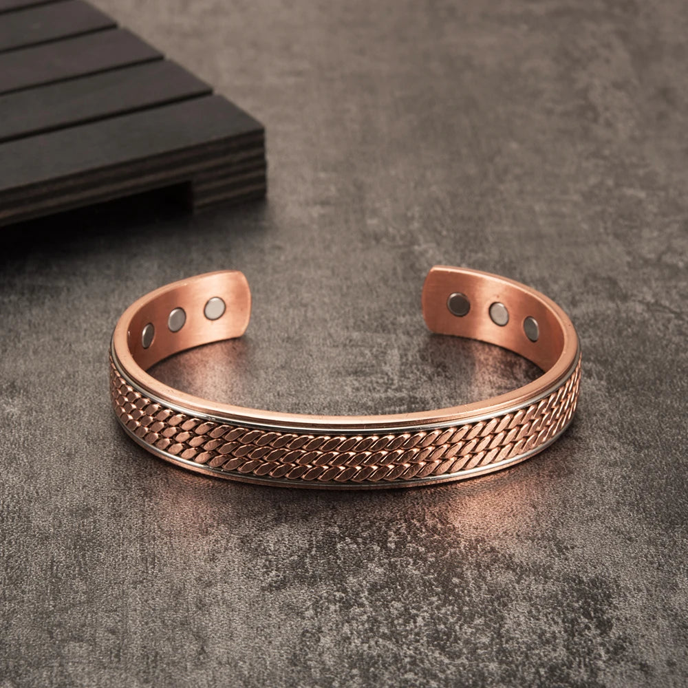 (A7 luxury energy optimizer collection )Twisted Copper Bracelets for Women Men Energy Magnetic Bracelet Benefits Men Adjustable Cuff Bracelets Bangles Health Copper