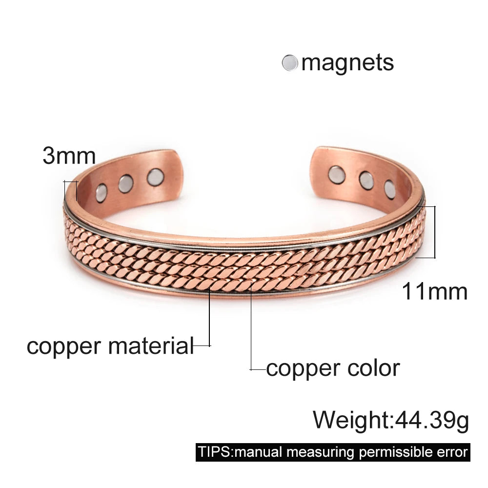 (A7 luxury energy optimizer collection )Twisted Copper Bracelets for Women Men Energy Magnetic Bracelet Benefits Men Adjustable Cuff Bracelets Bangles Health Copper