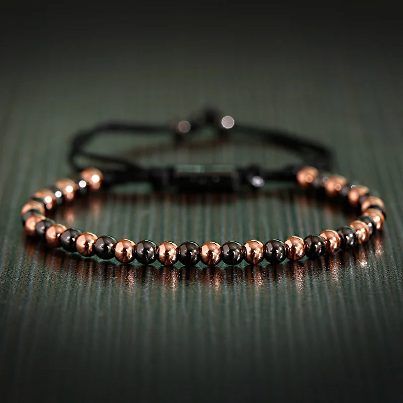 (A7 HEALING Bracelet)  Men Women Bracelet 4MM Copper Beaded Charm Bracelet Pulseira Adjustable Bracelet 