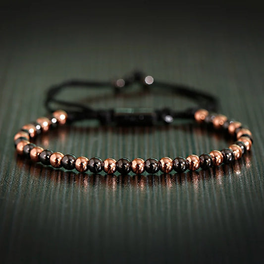 (A7 HEALING Bracelet)  Men Women Bracelet 4MM Copper Beaded Charm Bracelet Pulseira Adjustable Bracelet 