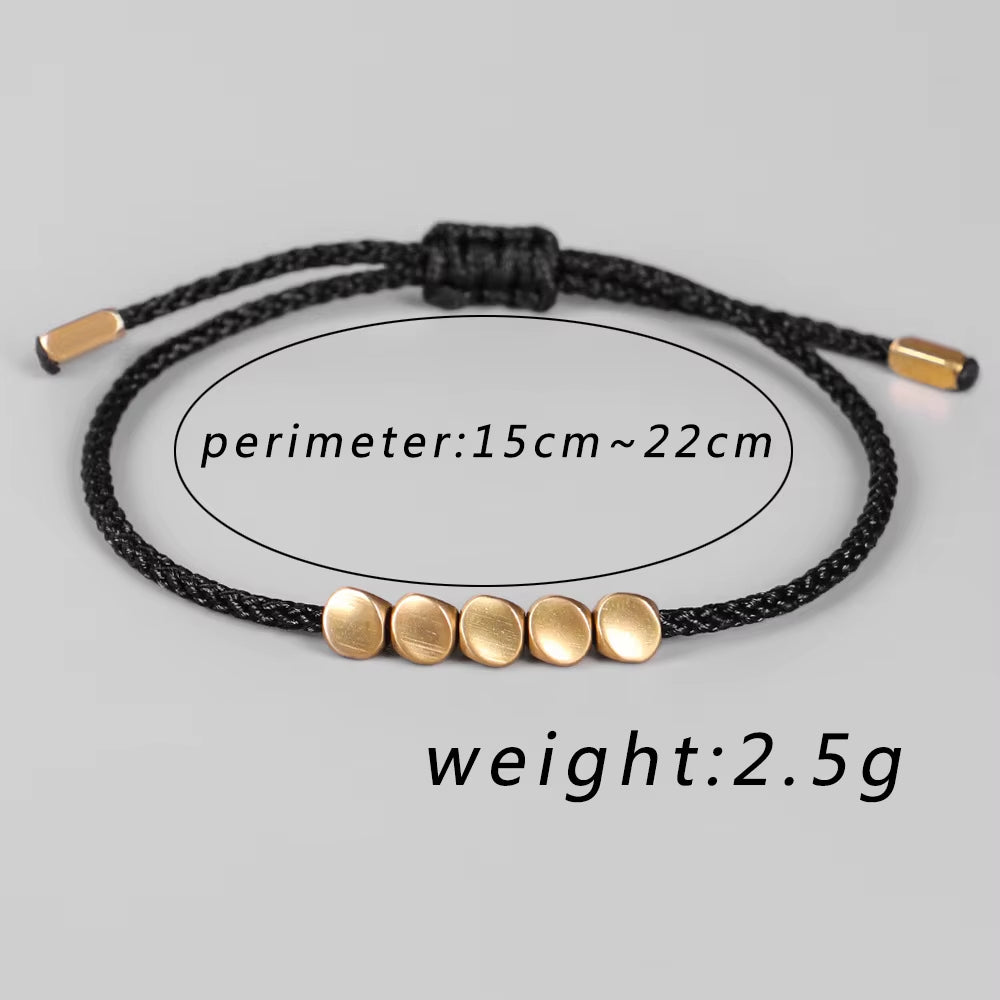 (A7 LUCKY) Tibetan Buddhist Braided Handmade Copper Beads Bracelet Men Lucky Rope Bracelet Women 