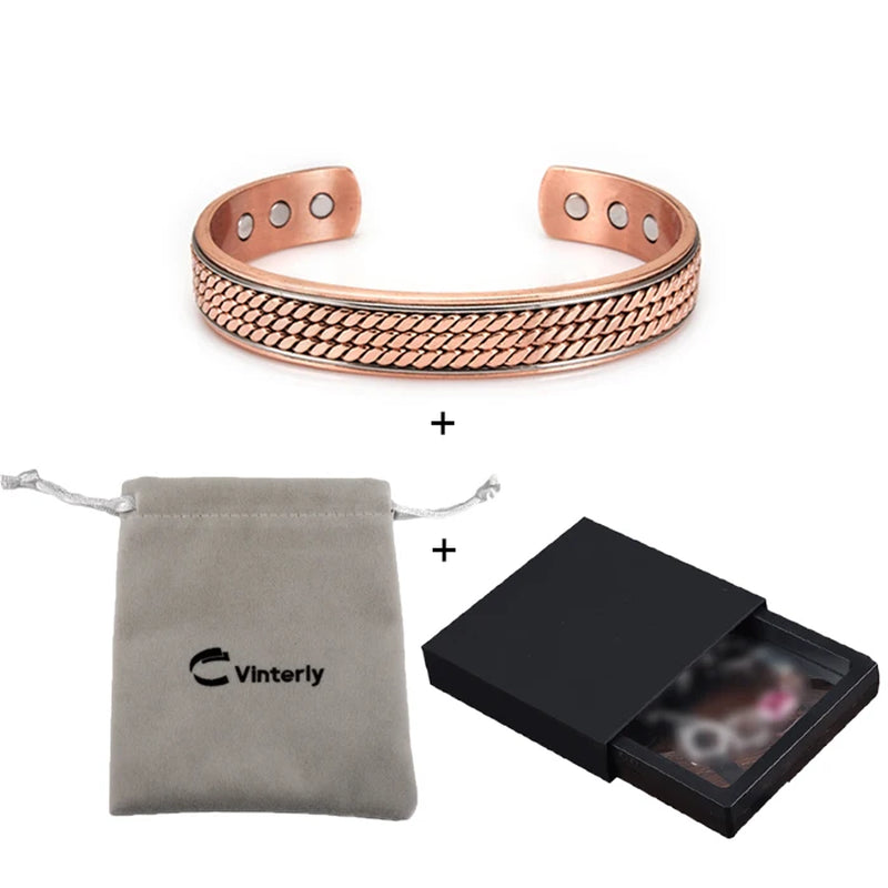 (A7 luxury energy optimizer collection )Twisted Copper Bracelets for Women Men Energy Magnetic Bracelet Benefits Men Adjustable Cuff Bracelets Bangles Health Copper