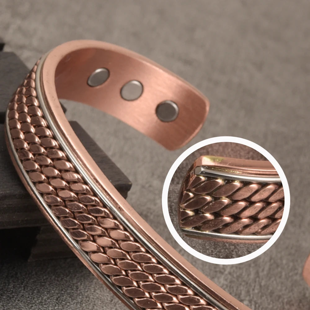 (A7 luxury energy optimizer collection )Twisted Copper Bracelets for Women Men Energy Magnetic Bracelet Benefits Men Adjustable Cuff Bracelets Bangles Health Copper