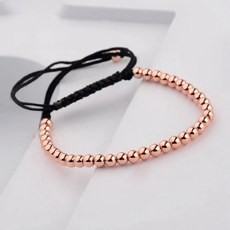 (A7 HEALING Bracelet)  Men Women Bracelet 4MM Copper Beaded Charm Bracelet Pulseira Adjustable Bracelet 