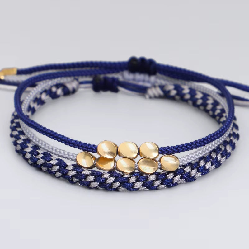 (A7 LUCKY) Tibetan Buddhist Braided Handmade Copper Beads Bracelet Men Lucky Rope Bracelet Women 