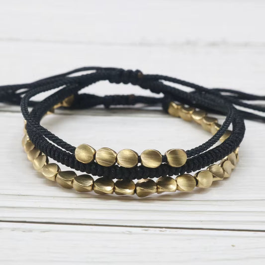 (A7 LUCKY) Tibetan Buddhist Braided Handmade Copper Beads Bracelet Men Lucky Rope Bracelet Women 