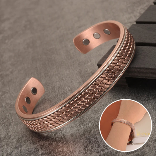 (A7 luxury energy optimizer collection )Twisted Copper Bracelets for Women Men Energy Magnetic Bracelet Benefits Men Adjustable Cuff Bracelets Bangles Health Copper