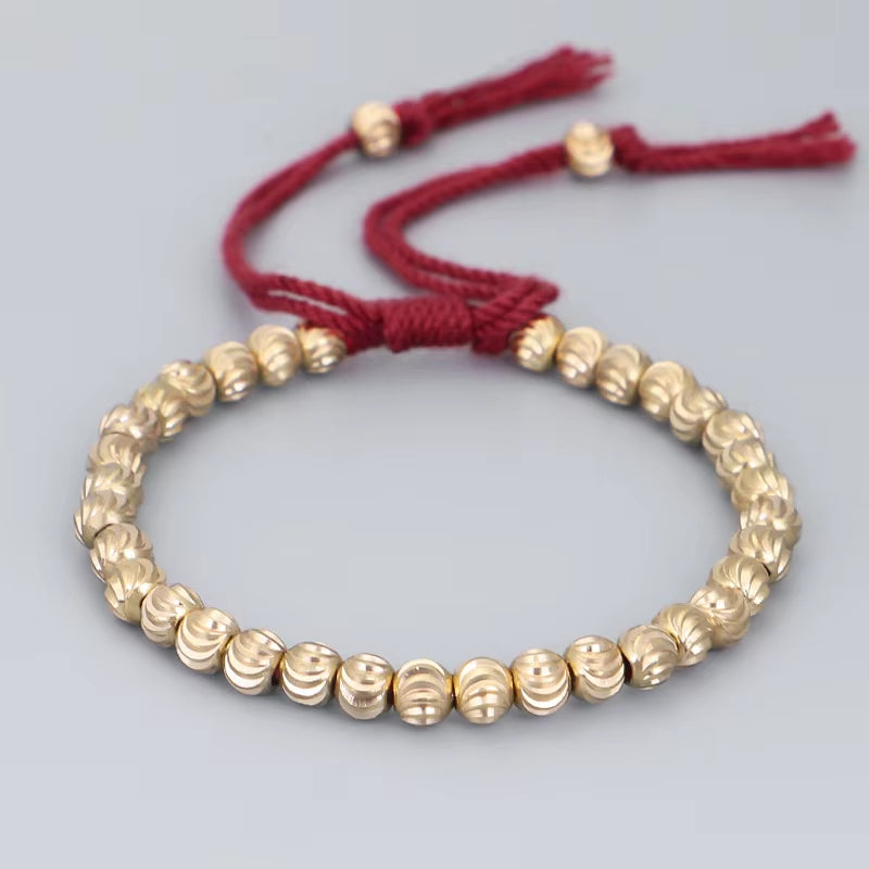 (A7 LUCKY) Tibetan Buddhist Braided Handmade Copper Beads Bracelet Men Lucky Rope Bracelet Women 