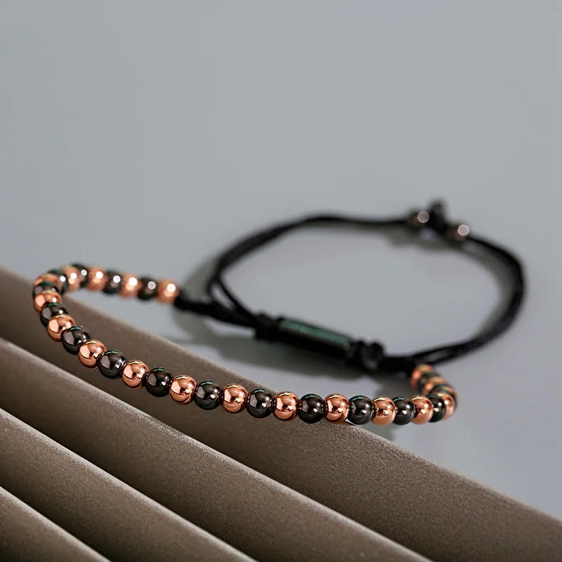 (A7 HEALING Bracelet)  Men Women Bracelet 4MM Copper Beaded Charm Bracelet Pulseira Adjustable Bracelet 