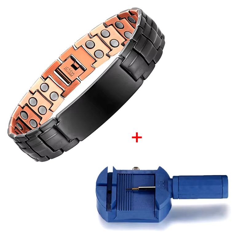 A7 HEALING LUXURY COLLECTION - Copper Magnetic Bracelet Personalize ID Name Bracelets for Men Women Adjustable Wristband Bracelet 