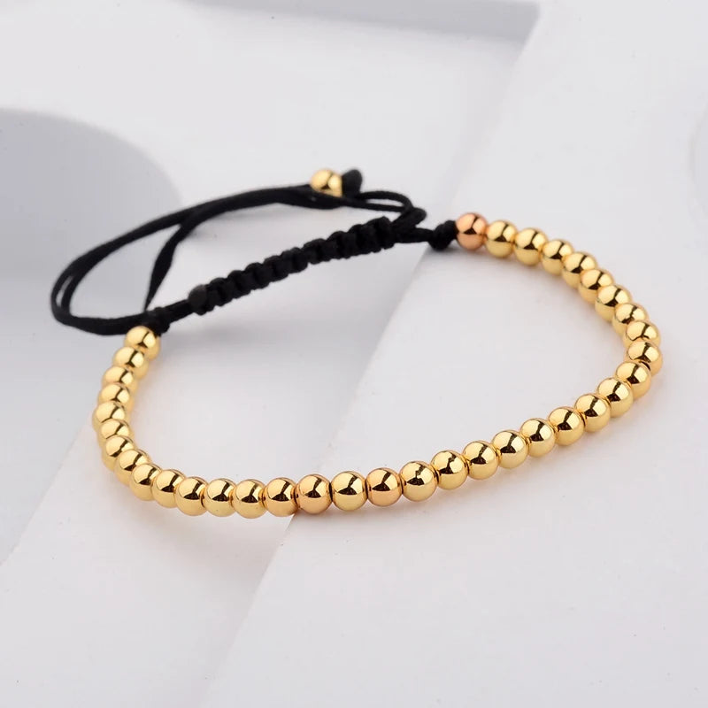 (A7 HEALING Bracelet)  Men Women Bracelet 4MM Copper Beaded Charm Bracelet Pulseira Adjustable Bracelet 