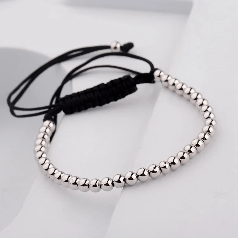 (A7 HEALING Bracelet)  Men Women Bracelet 4MM Copper Beaded Charm Bracelet Pulseira Adjustable Bracelet 