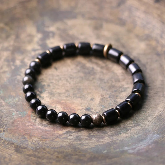 A7 Ebony Red Stone Moss Ocean Multi Color Mixed Beaded Strand Bracelet Copper Accessories Two Tone Jewelry Male Female