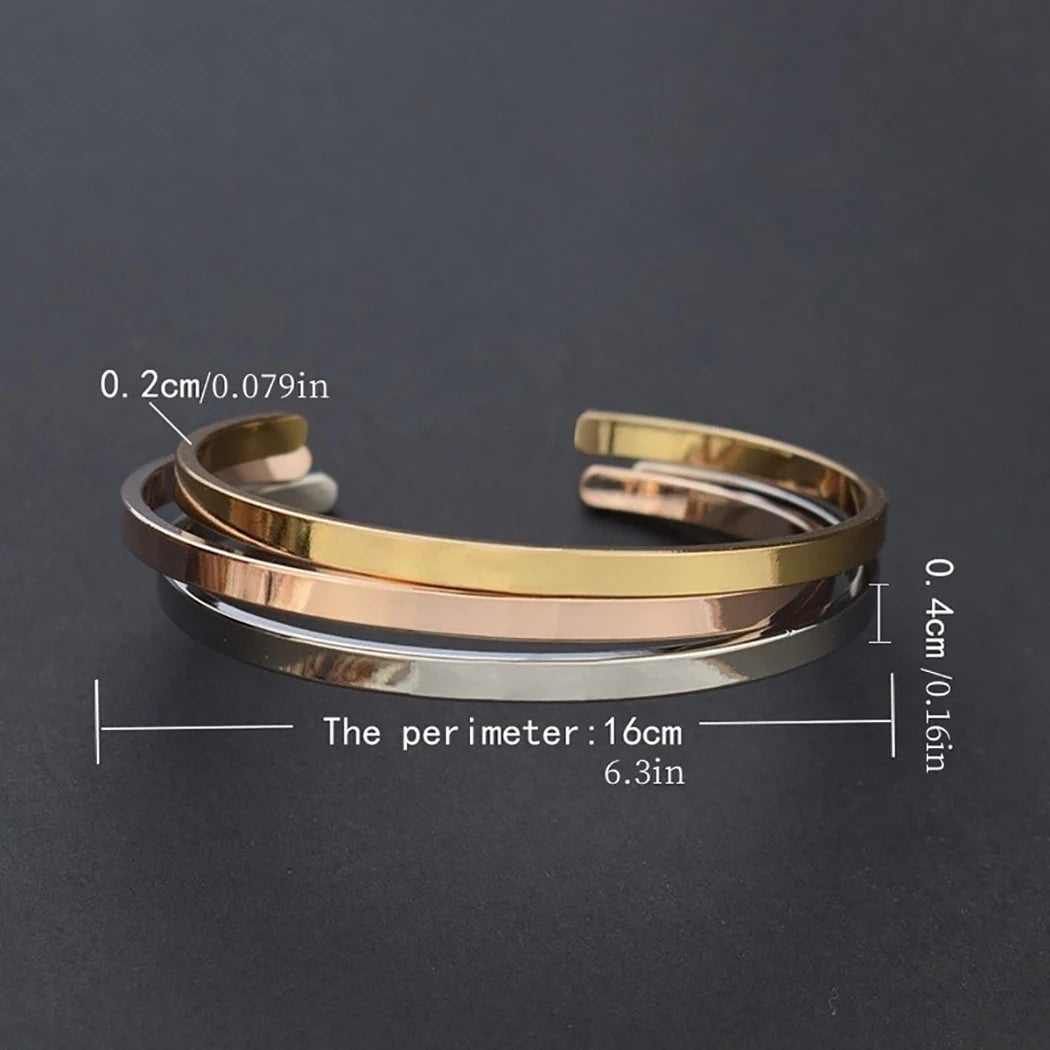 (A7 wish collection) Simple Inspirational Letters Engraved  Proverb Bracelet Copper Alloy Cuff Bangle Bracelet for luck