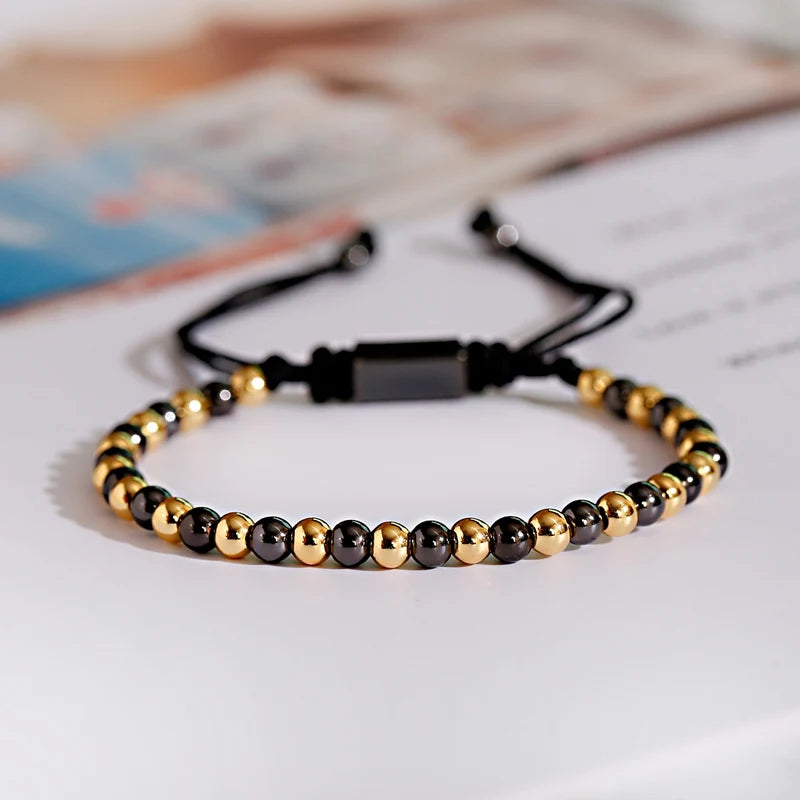 (A7 HEALING Bracelet)  Men Women Bracelet 4MM Copper Beaded Charm Bracelet Pulseira Adjustable Bracelet 