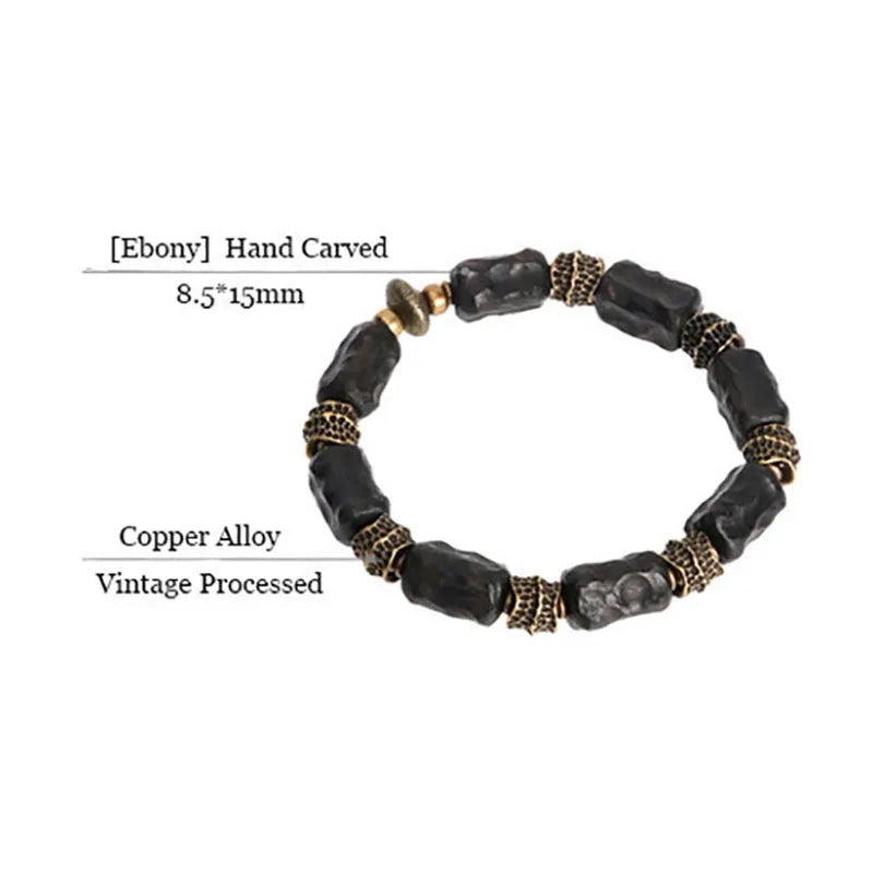 (A7 ENERGY optimizer) Hand Processed Strip Ebony Bracelet Do Old Hammered Copper Concave Convex Texture Black Wood Jewelry Men Women Individual Bangle