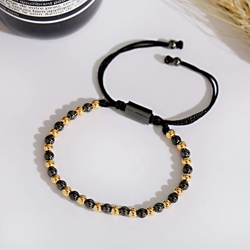 (A7 HEALING Bracelet)  Men Women Bracelet 4MM Copper Beaded Charm Bracelet Pulseira Adjustable Bracelet 