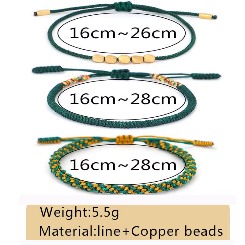 (A7 LUCKY) Tibetan Buddhist Braided Handmade Copper Beads Bracelet Men Lucky Rope Bracelet Women 